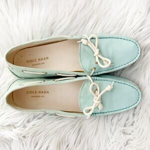COLE HAAN | Slip-On Loafer Driving Loafers Mint Green Aqua Bow | Size 7